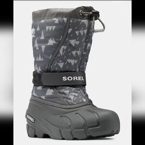 🦋NWT🌻 Grey Sorel Children's Flurry™ Print Snow Boots Size 9US/EUR26 Boy/Girl🧸